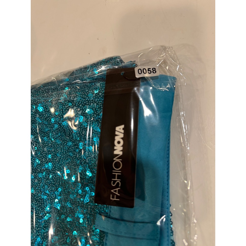 Fashion Nova Like To Party Sequin Mini Skirt Turquoise Blue Sparkly Size M NEW - Picture 12 of 12